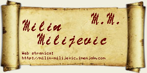 Milin Milijević vizit kartica